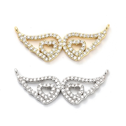 Латунные микропаве прозрачные кубические цирконии полые крылья с подвесками в виде сердца, стойки покрытие, долговечный, без свинца и без кадмия