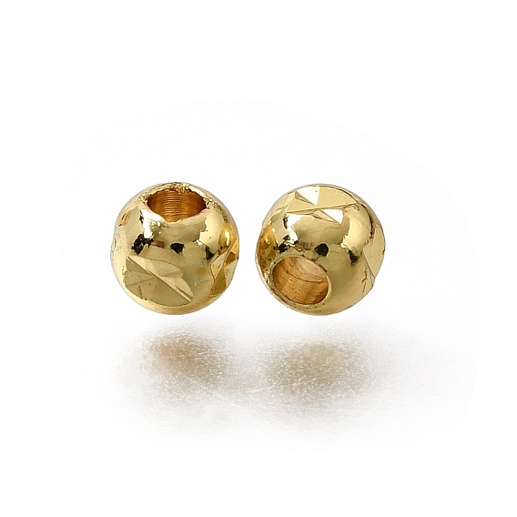 Brass Beads, Round, Rack Plating, Long-Lasting Plated