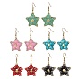 Драгоценный камень болтаются серьги, со стеклянными бусинами и 304 крючками для сережек из нержавеющей стали, звезда