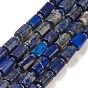 Natural Lapis Lazuli Beads Strands, with Seed Beads, Faceted, Column
