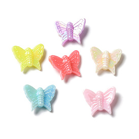 Opaque Acrylic Beads, AB Color Plated, Butterfly
