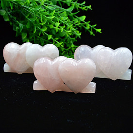 Natural Rose Quartz Heart Display Decorations, Figurine Home Decoration, Reiki Energy Stone for Healing