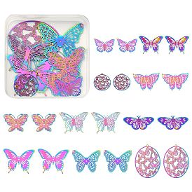 20шт 10 стиль ионного покрытия (ip) 201 филигранные подвески из нержавеющей стали, гравированные металлические украшения, бабочка и кольцо и овал