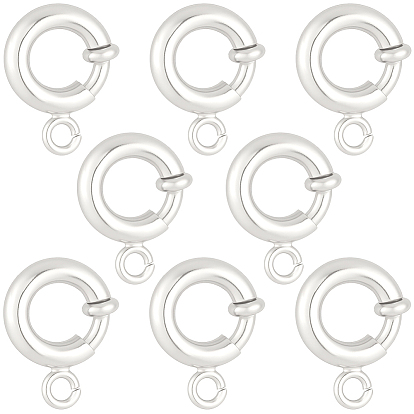 12Pcs Brass Spring Ring Clasps, Long-Lasting Plated, Lead Free & Cadmium Free, Rack Plating