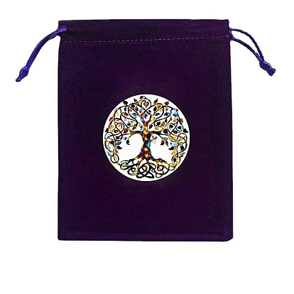 Star/Constellation/Tree of Life Pattern Velvet Jewelry Storage Drawstring Pouches, Rectangle Jewelry Bags, for Witchcraft Articles Storage