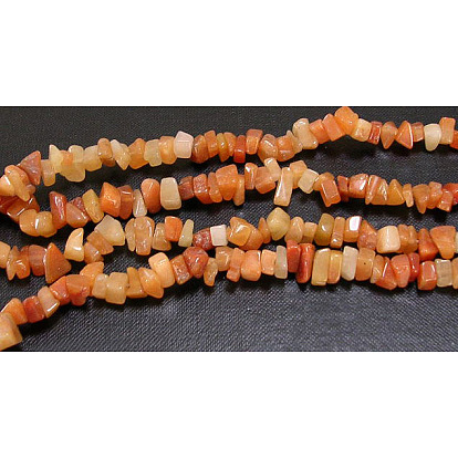 Natural Red Aventurine Chips Beads Strands, 5~8mm, Hole: 0.3mm, about 32~32.5 inch