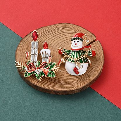 Эмалированные булавки на рождественскую тематику, Стразы из светло-золотистого сплава для одежды рюкзака