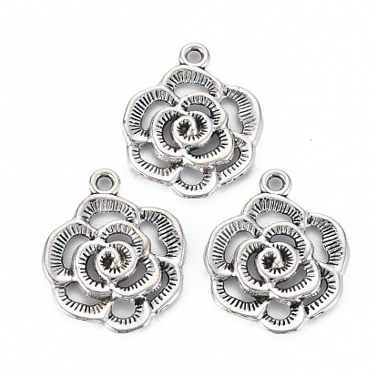 Tibetischer stil Aluminium Anhänger & Charms, cadmiumfrei und bleifrei, Blume