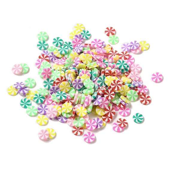 Handmade Polymer Clay Cabochons, Polymer Clay Slices for Nail Art & Phone Cases, Flat Round