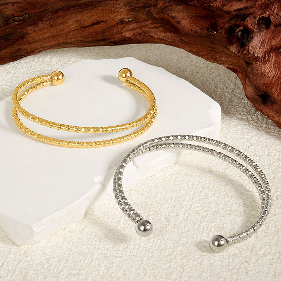 Стильные 304 двухслойные браслеты-манжеты из нержавеющей стали, браслеты с крутящим моментом для женщин