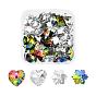 40Pcs 4 style Electroplated Glass Pendants, Silver Plated Bottom, Faceted, Heart & Snowflake