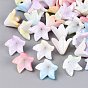 Two Tone Opaque Plastic Beads, Flower, Rainbow Plated