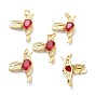 Brass Micro Pave Dark Red Cubic Zirconia Pendants, with Jump Ring, Long-Lasting Plated, Bird