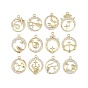Brass Micro Pave Clear Cubic Zirconia Pendants, Twelve Constellations