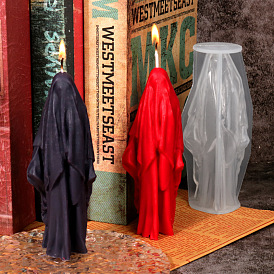 Halloween Wizard Robe Candle Silicone Statue Molds, for DIY Portrait Candle Making