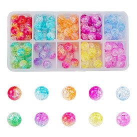 Transparent Crackle Acrylic Beads, Round, Two Tone