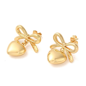 Bowknot 304 Stainless Steel Earrings, Heart Dangle Earrings for Women