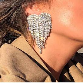 Multi-layered Diamond-studded Fringe Earrings with Chain - Fashionable and Elegant