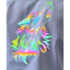 Wolf Head Shape Plastic Heat Transfer Film Logo Stickers, for DIY T-Shirt, Bags, Hats, Jackets