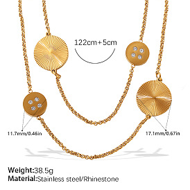 304 Collares de doble capa con eslabones de moneda, cristales y diamantes de imitación de acero inoxidable para mujer