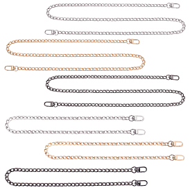 CHGCRAFT 3 Colors 6Pcs Bag Strap Chains, Iron Curb Link Chains, with Swivel Lobster Claw Clasps