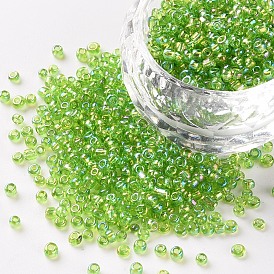 Perles rondes en verre de graine, couleurs transparentes arc, ronde