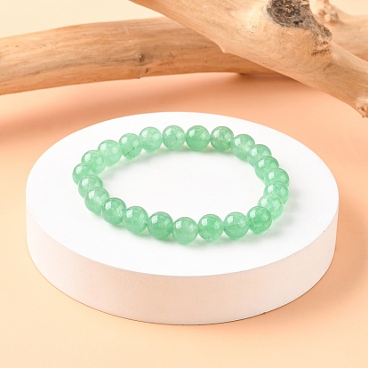 Dyed Natural Green Aventurine Beads Stretch Bracelets, Round, Inner Diameter: 53mm