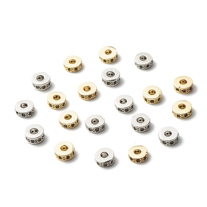 Brass Micro Pave Cubic Zirconia Beads, Long-Lasting Plated, Flat Round