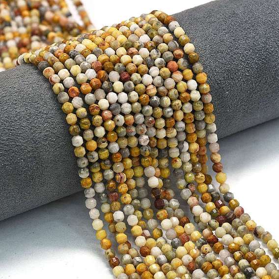 Природный агат бисер нитей, энергетическая призматическая огранка с двойными концами бусины, граненые двухконусные