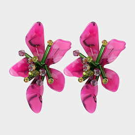 Vintage Acrylic Flower Earrings for Women - Beachy, Minimalist and Trendy Ear Studs