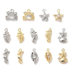 Marine Animal Theme Brass Micro Pave Clear Cubic Zirconia Pendants