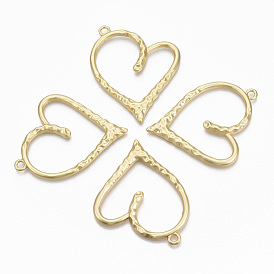 Alloy Big Pendants, Matte Style, Cadmium Free & Nickel Free & Lead Free, Heart, Real 14K Gold Plated