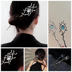 Horquilla minimalista moderna con forma de araña de piedra lunar para mujer, pinza para el pelo de aleación de alta costura para peinados de moño elegantes