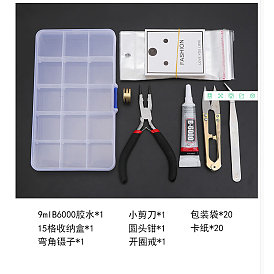 Наборы DIY ювелирных инструментов, со стальными плоскогубцами, инструмент латунь помощник, клей, резать ножницами, показать карты и сумки