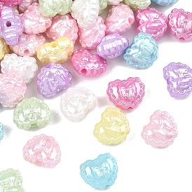 Непрозрачные АБС-пластиковые бусины, имитирующие жемчуг, сердце с бантом
