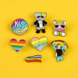 Colorful Heart Rainbow Flag Sunglasses Doll Pin - Trendy and Versatile Gift