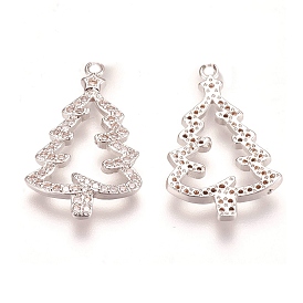 Messing micro pave klare zirkonia anhänger, Tannenbaum
