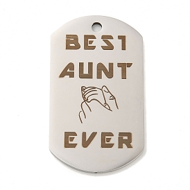 201 Stainless Steel Pendants, Oval with Word Best Aunt Ever Charms