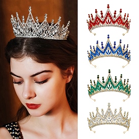 Alloy Rhinestone Crown Hair Bands, for Woman Girls Wedding Party Decoration