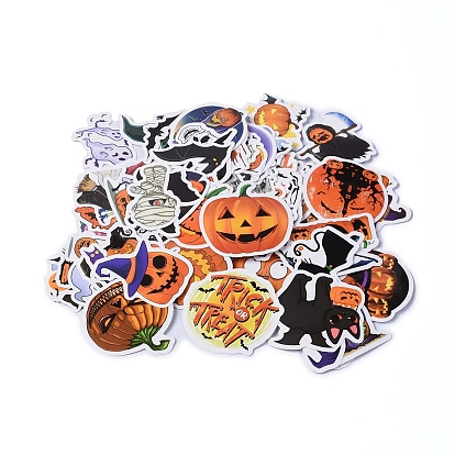 100Pcs Halloween Holographic PVC Self-Adhesive Laser Stickers, Waterproof Decals for Bottle, Laptop Decoration, Art Craft