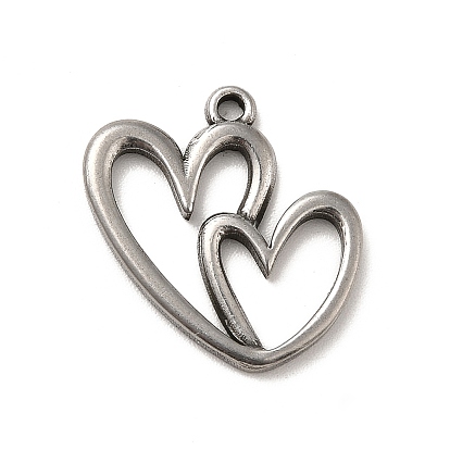 Pendentifs en acier inoxydable, coeur avec le coeur
