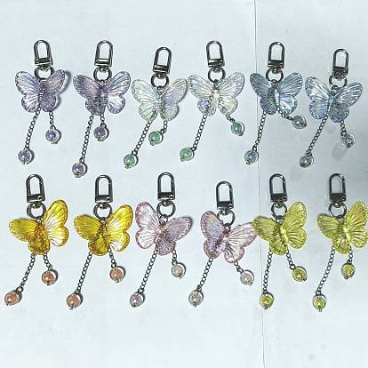Decoración colgante de acrílico de mariposa, con broches de aleación giratorias