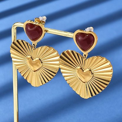 304 серьги-гвоздики из нержавеющей стали со смолой, сердце