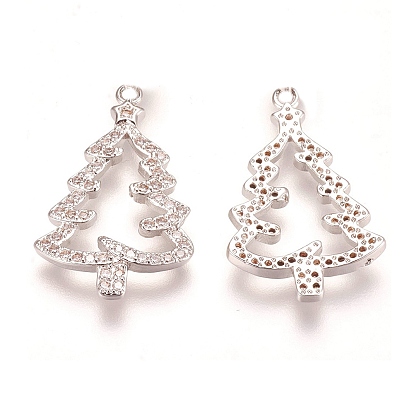 Messing micro pave klare zirkonia anhänger, Tannenbaum