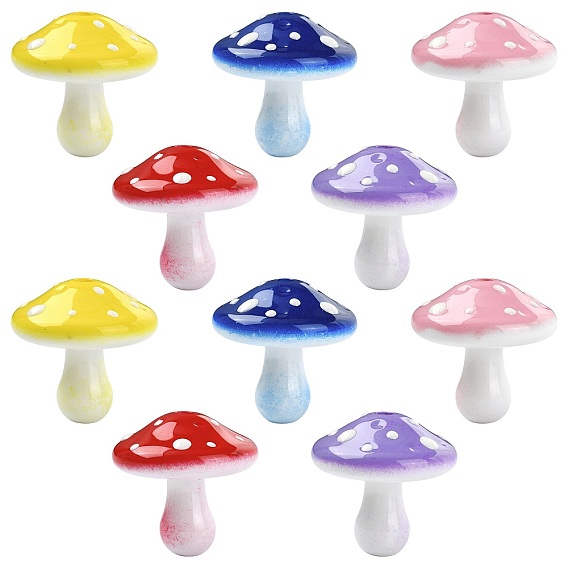 10Stk. 5 Farben undurchsichtige Acrylperlen, Pilz