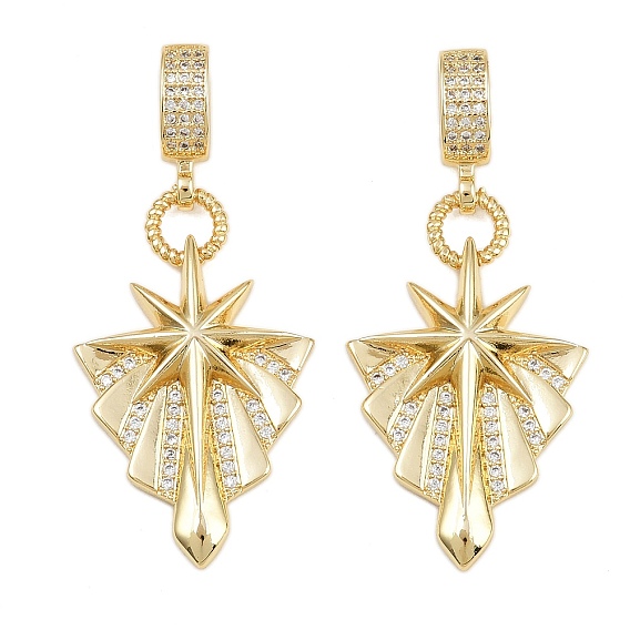 Подвески в форме звезд из латунных кристаллов с микропаве из прозрачных кубических цирконий