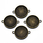 Tibetan Style Alloy Cabochon Connectors Settings, Cadmium Free & Lead Free, Flat Round