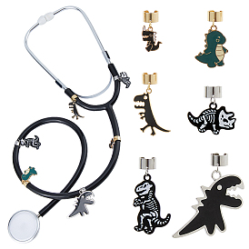 12 шт 6 стили динозавр сплав эмаль стетоскоп подвеска украшения, с 304 фурнитурой из нержавеющей стали