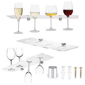 4-Hole Acrylic Wall-Mounted Glass Holder Display Racks, Whiskey Spirits Wine Glass Holder, with Iron Screws