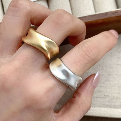 Brass Cuff Open Rings, Twisted Wide Band